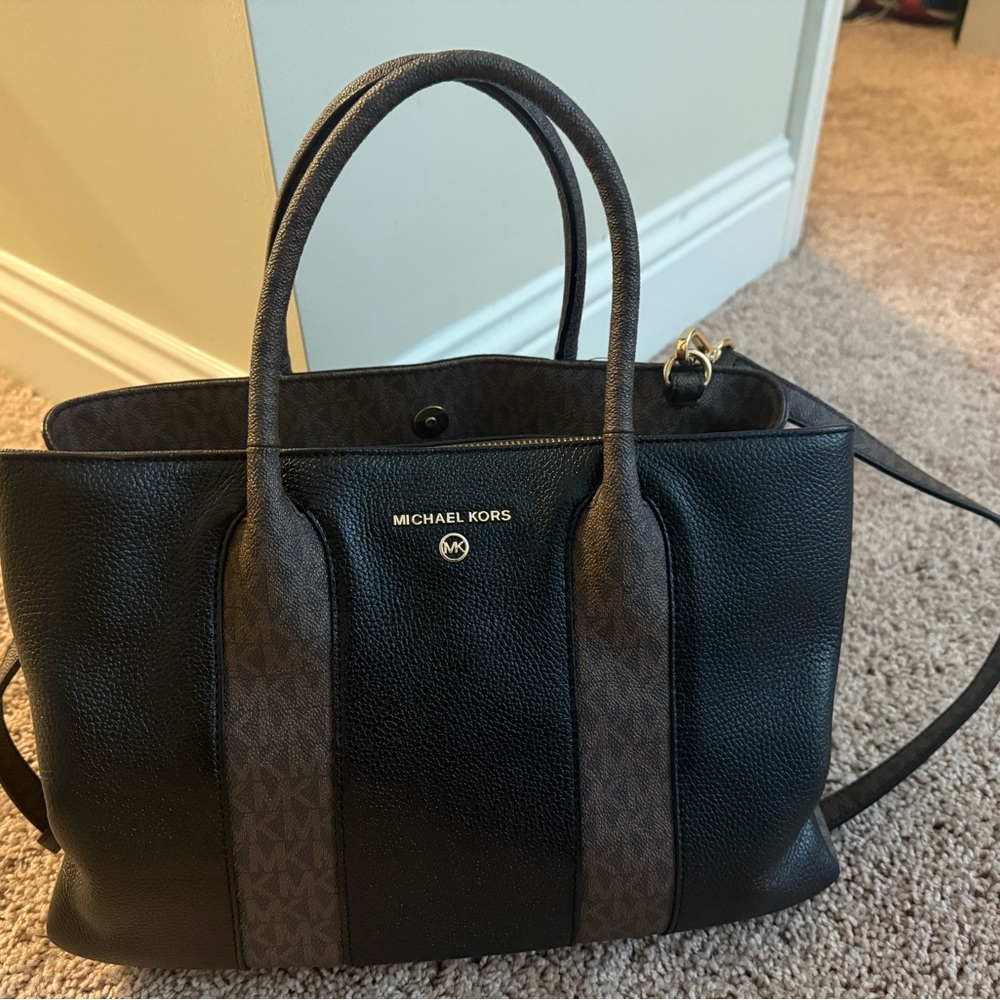 Michael Kors Black and Brown Handbag